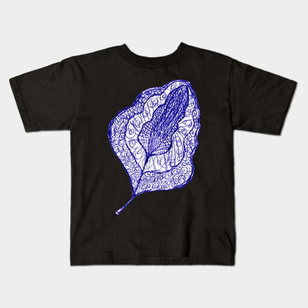 deco pen and ink leaf doodle Kids T-Shirt by DlmtleArt